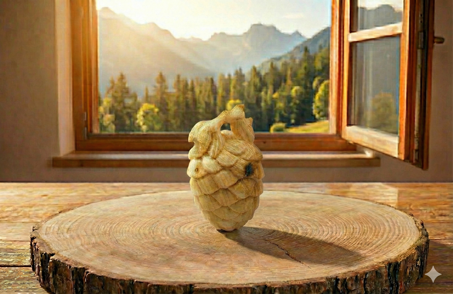 Stone pine ball 7cm - made of Tyrolean stone pine wood optionally with coaster