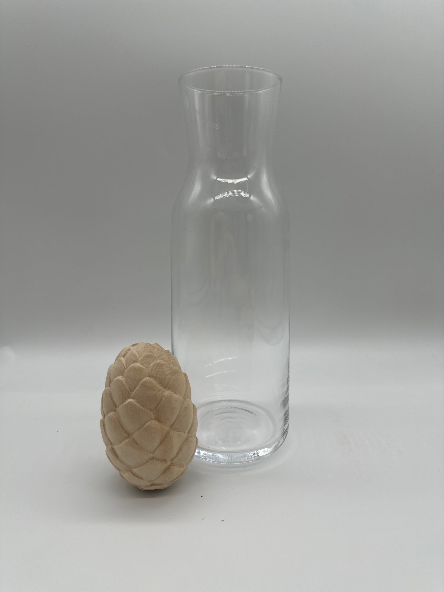 Glass carafe 1l with pine cone 7cm - turned from Tyrolean pine wood