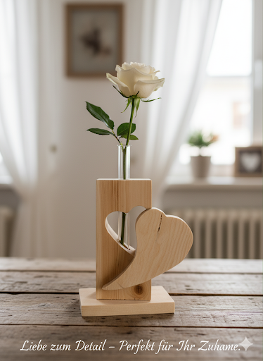 Doppelherz mit Reagenzglas aus Tiroler Zirbenholz