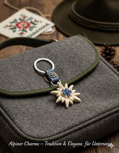 Swiss stone pine keychain with blue stones