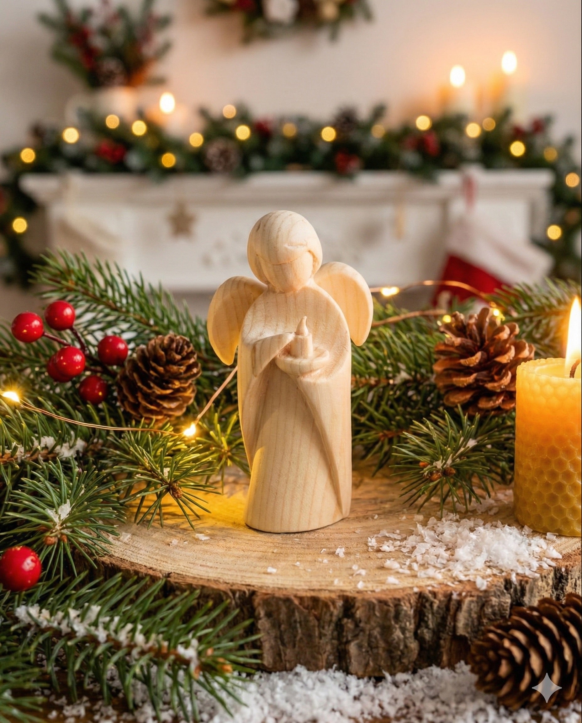 Zirbenengel mit Kerzenmotiv