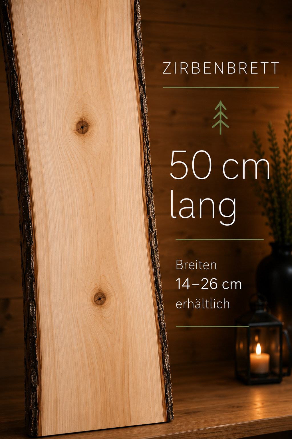 Stone pine boards made of Tyrolean stone pine available in 3 sizes