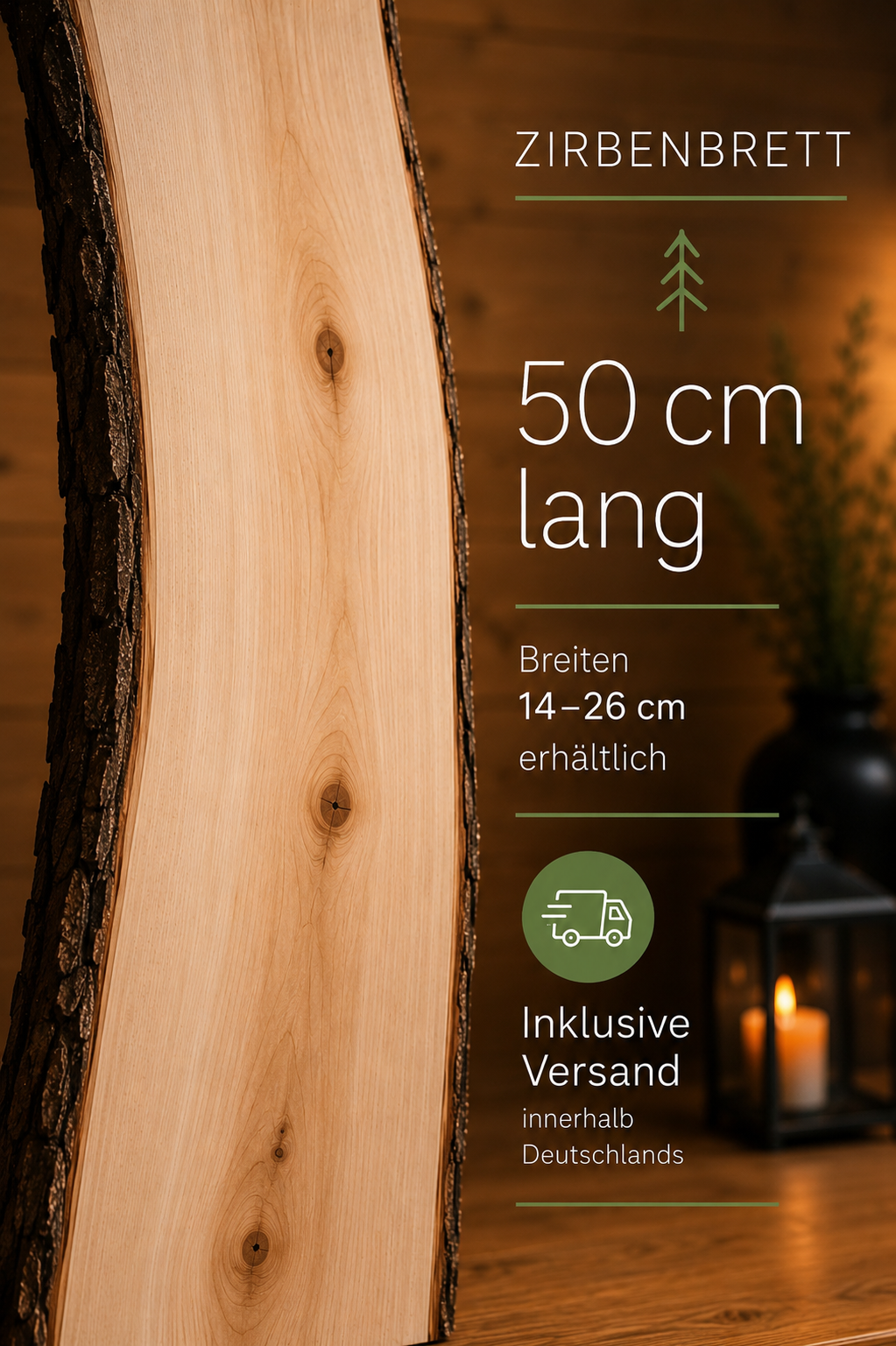 Stone pine boards made of Tyrolean stone pine available in 3 sizes