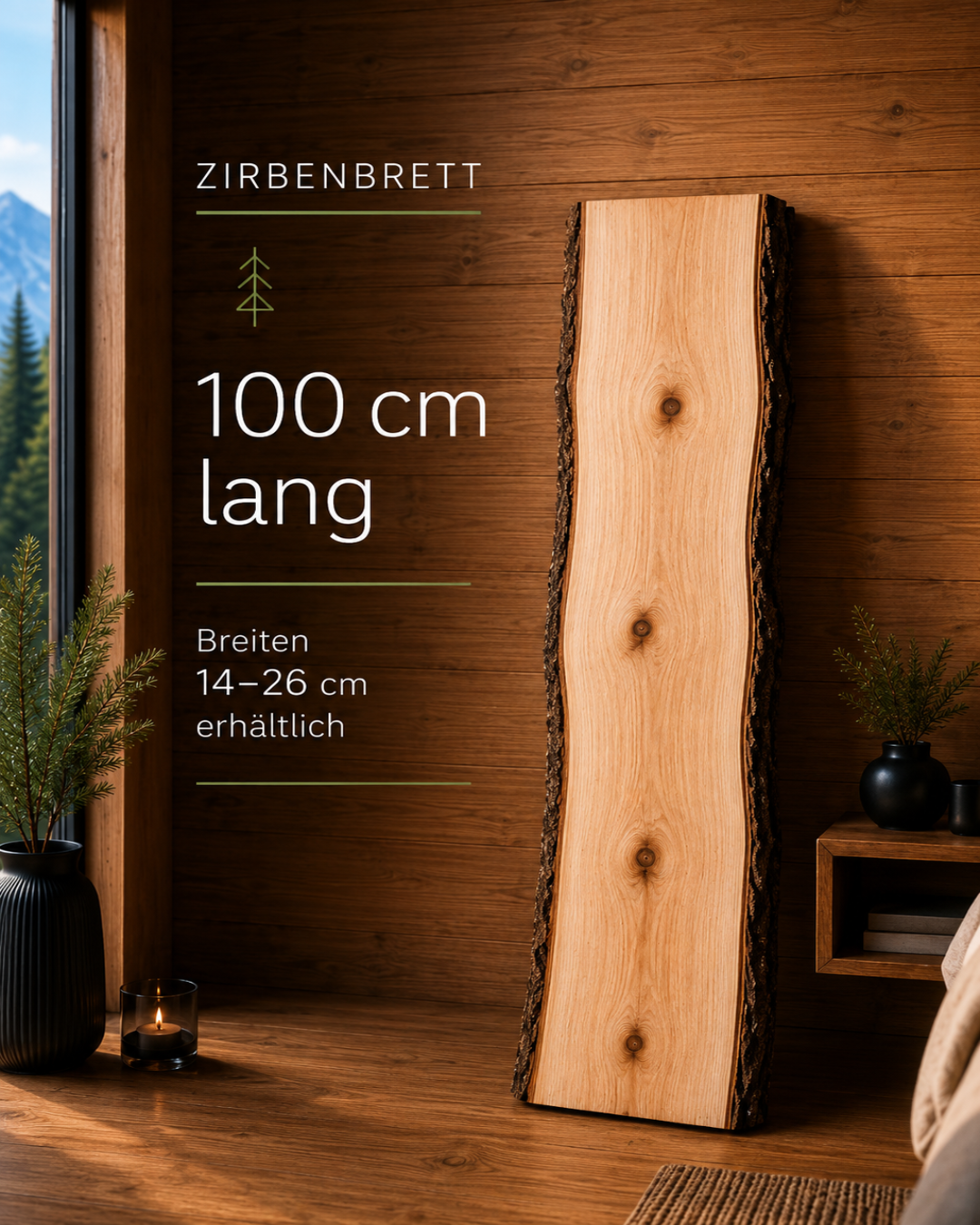 Stone pine boards made of Tyrolean stone pine available in 3 sizes