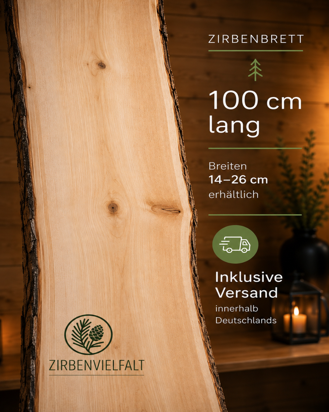 Stone pine boards made of Tyrolean stone pine available in 3 sizes