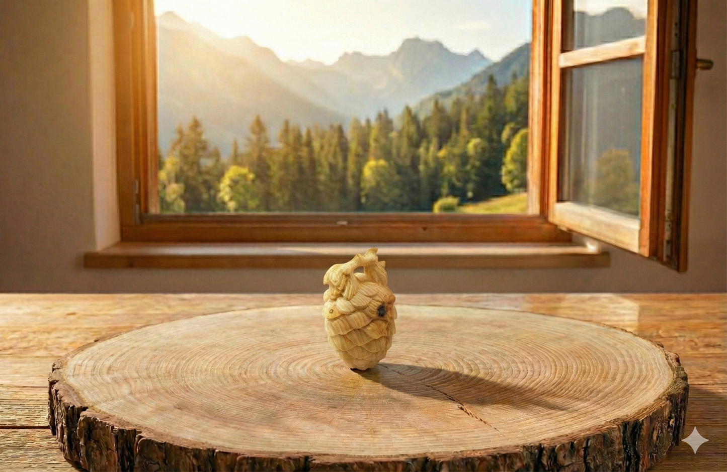 Stone pine ball 7cm - made of Tyrolean stone pine wood optionally with coaster