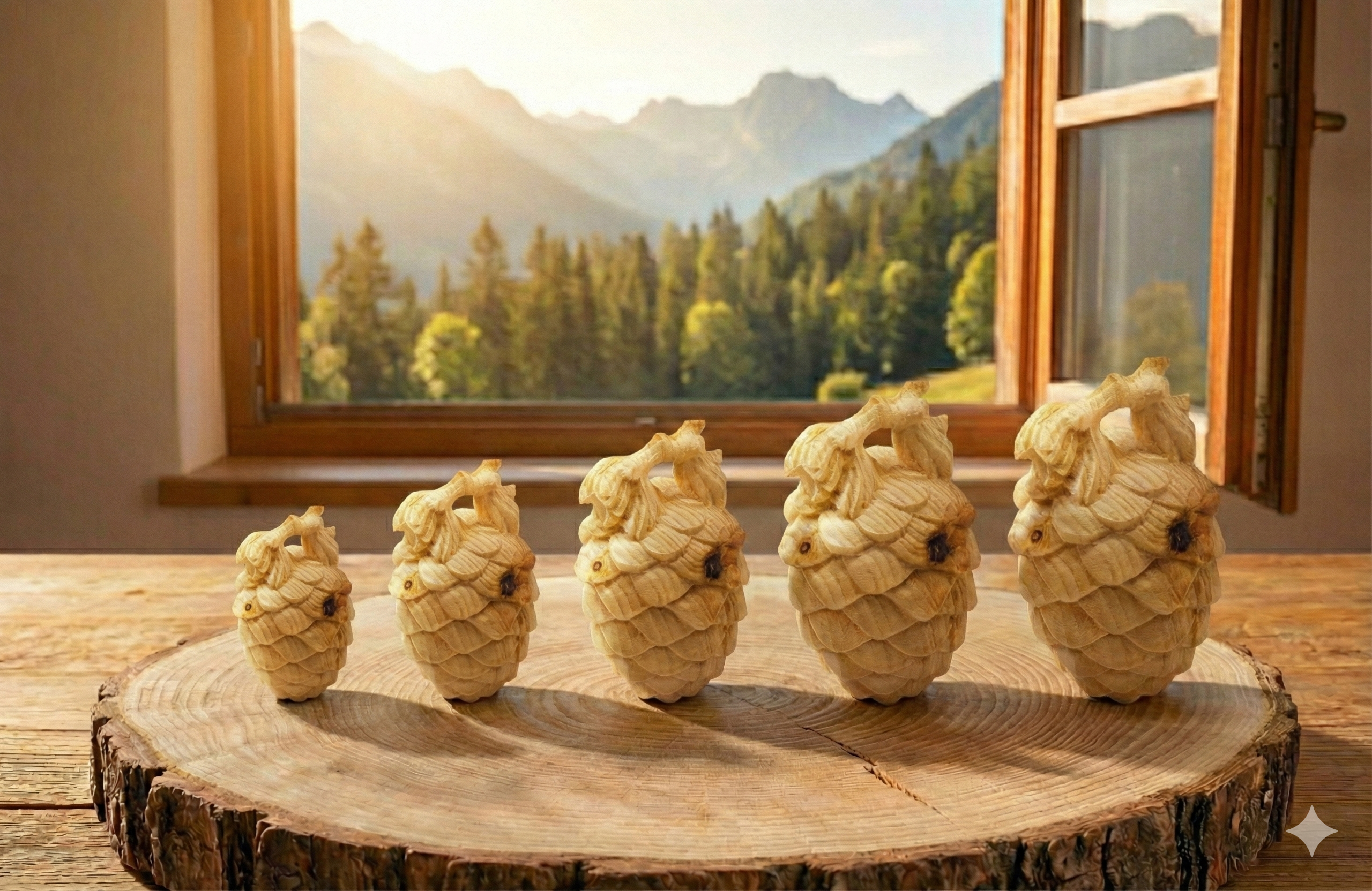 Zirbenzapfen aus Zirbe erhältlich in 5 Größen