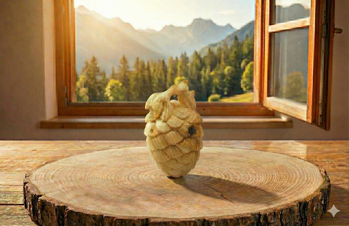 Stone pine ball 7cm - made of Tyrolean stone pine wood optionally with coaster
