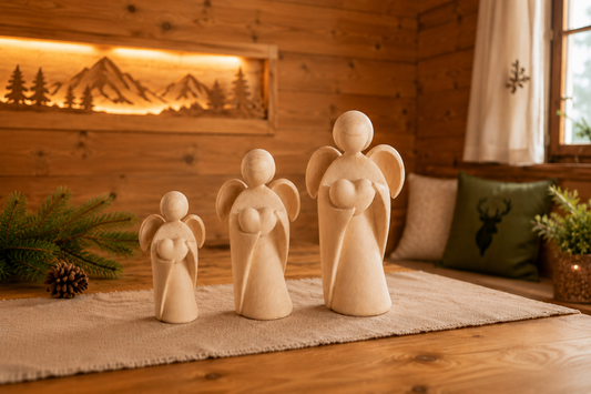 Swiss pine angel with hearts