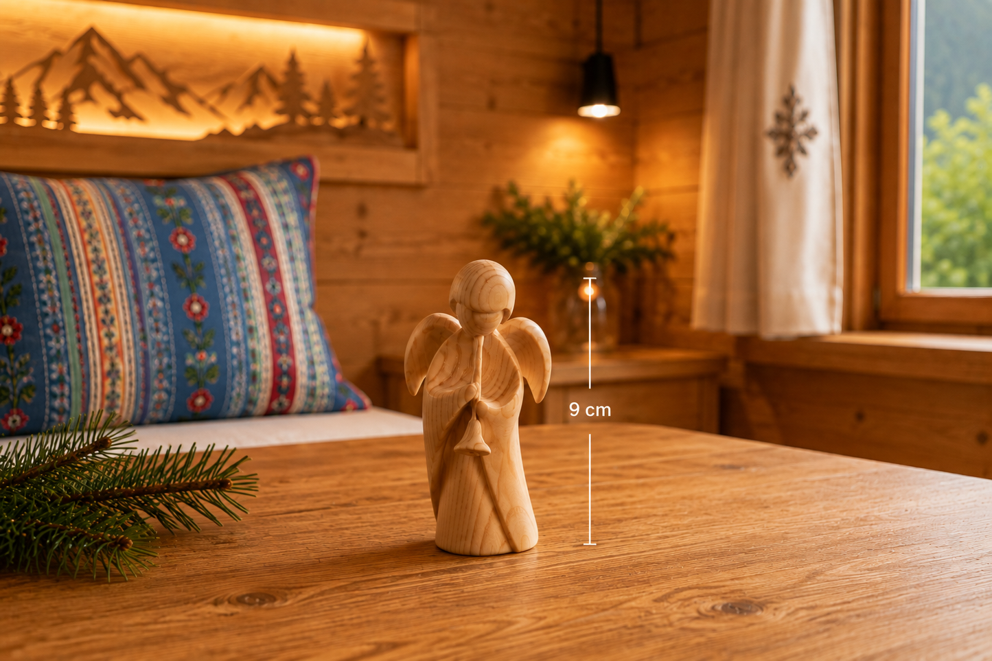 Stone pine angel with trumpet