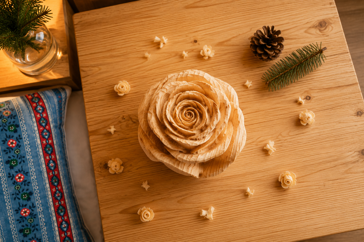 Stone pine rose made from Tyrolean stone pine wood - available in 2 sizes