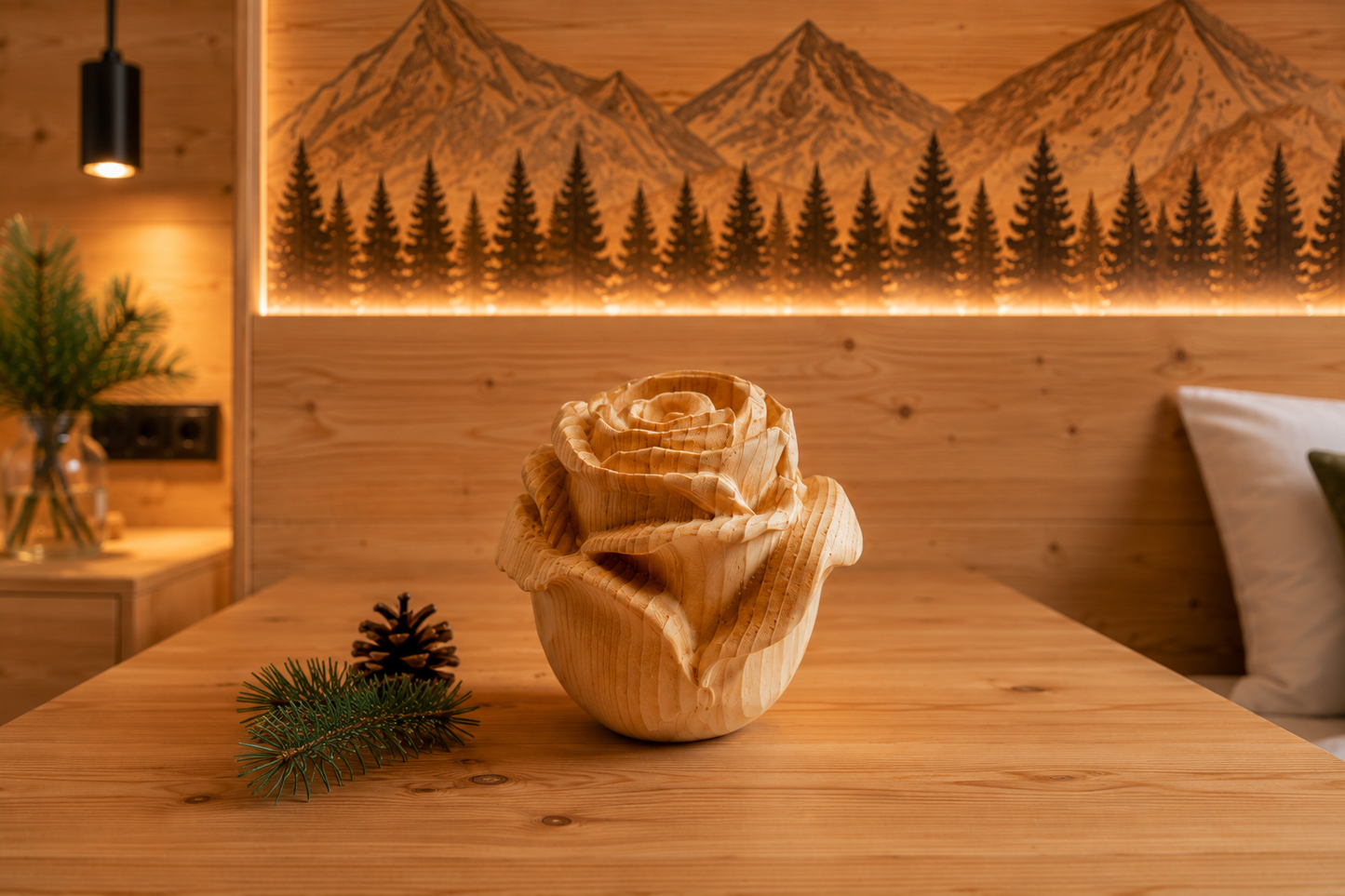 Stone pine rose made from Tyrolean stone pine wood - available in 2 sizes