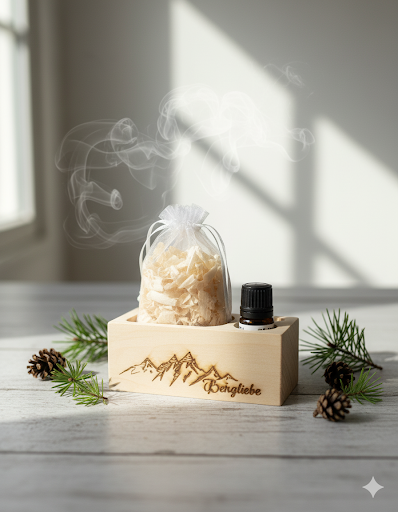 Zirbenset Bergliebe (Zirbenholz, Zirbenspäne und 5ml Bio-Zirbenöl)