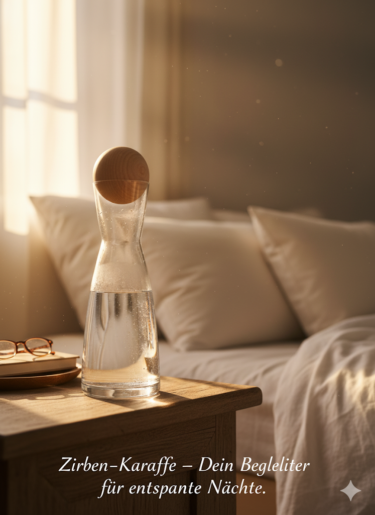 Glass carafe 1l with pine cone 7cm - turned from Tyrolean pine wood