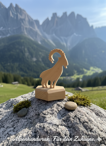 Steinbock groß aus Tiroler Zirbenholz