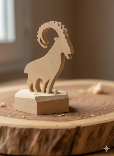 Steinbock groß aus Tiroler Zirbenholz